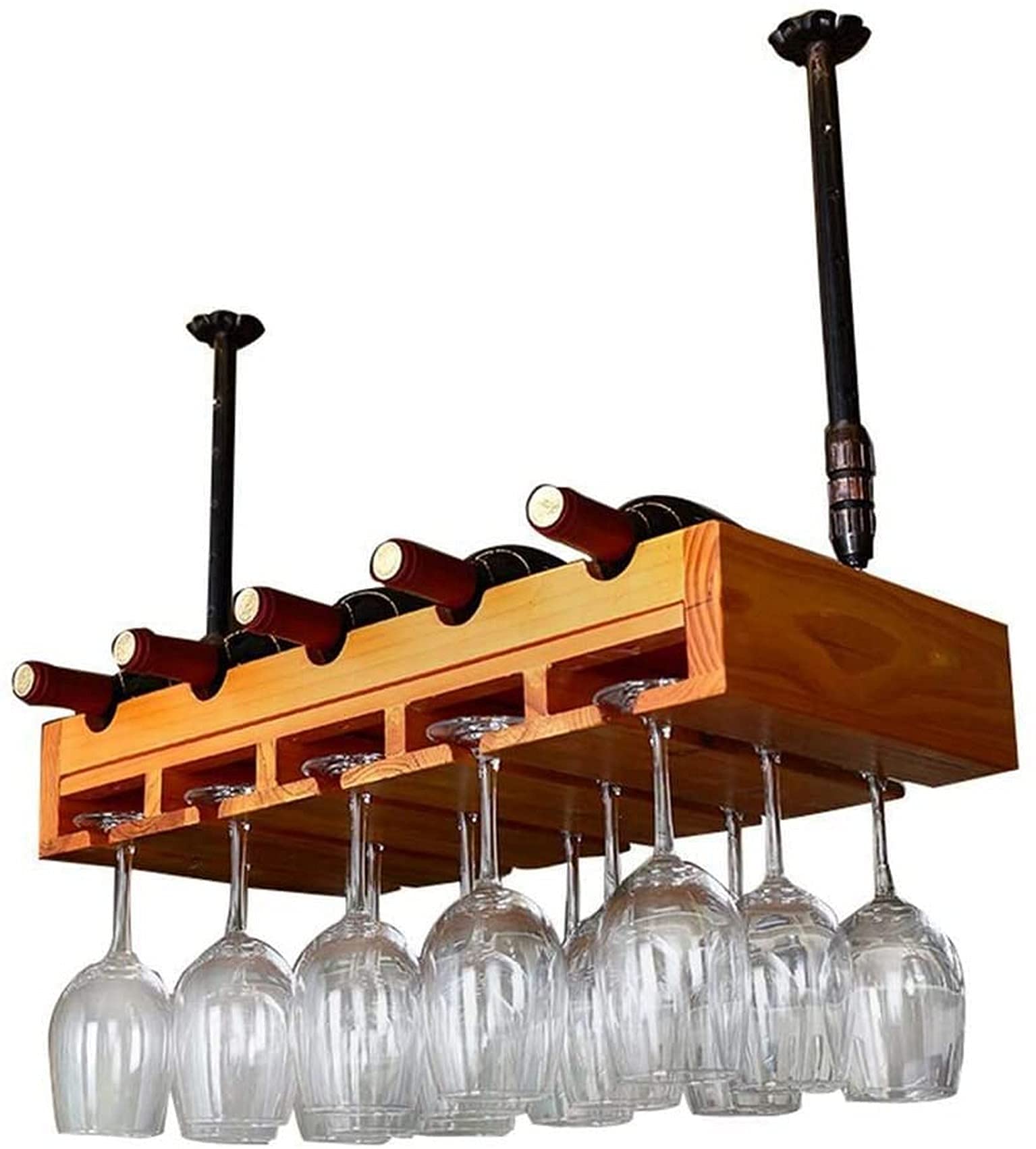 Casiers à vin de plafond pour créer une ambiance bistrot à la maison