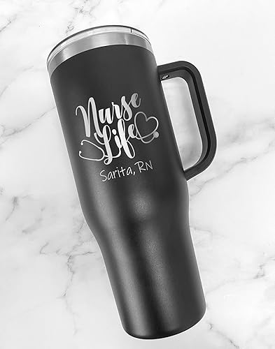 Miniatura 5 de AVITO Regalo personalizado para enfermera, grabado con láser, aislado al vacío, vaso de 40 onzas con tapa, vaso RN, vaso para estetoscopio, regalo