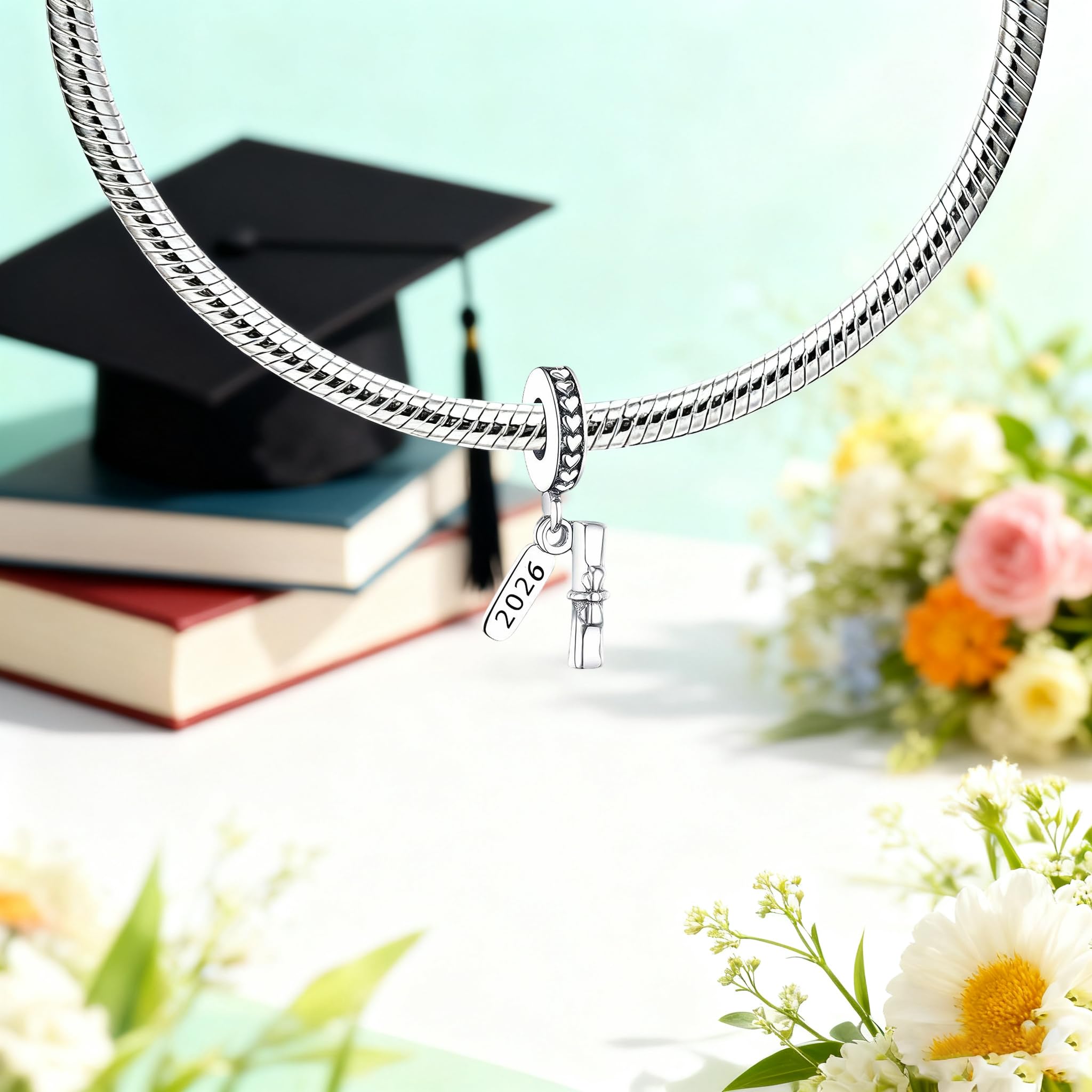 2026 Abschluss Herz Charm Schulabschluss Anhänger für Armband Halsketten Schmuck Geschenk für Damen Frauen