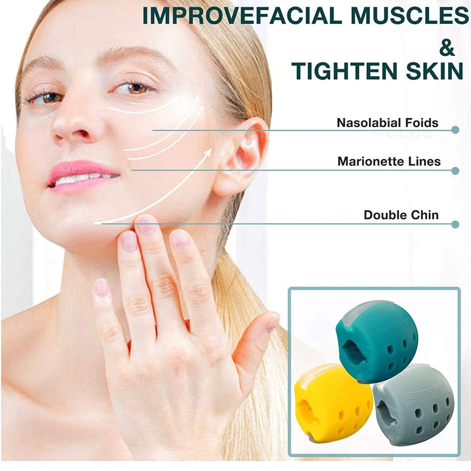 Exerciseur De Mâchoire En Silicone – 2 Pièces – Pour Raffermir Le Visage Et Réduire Le Double Menton – Entraînement Facial