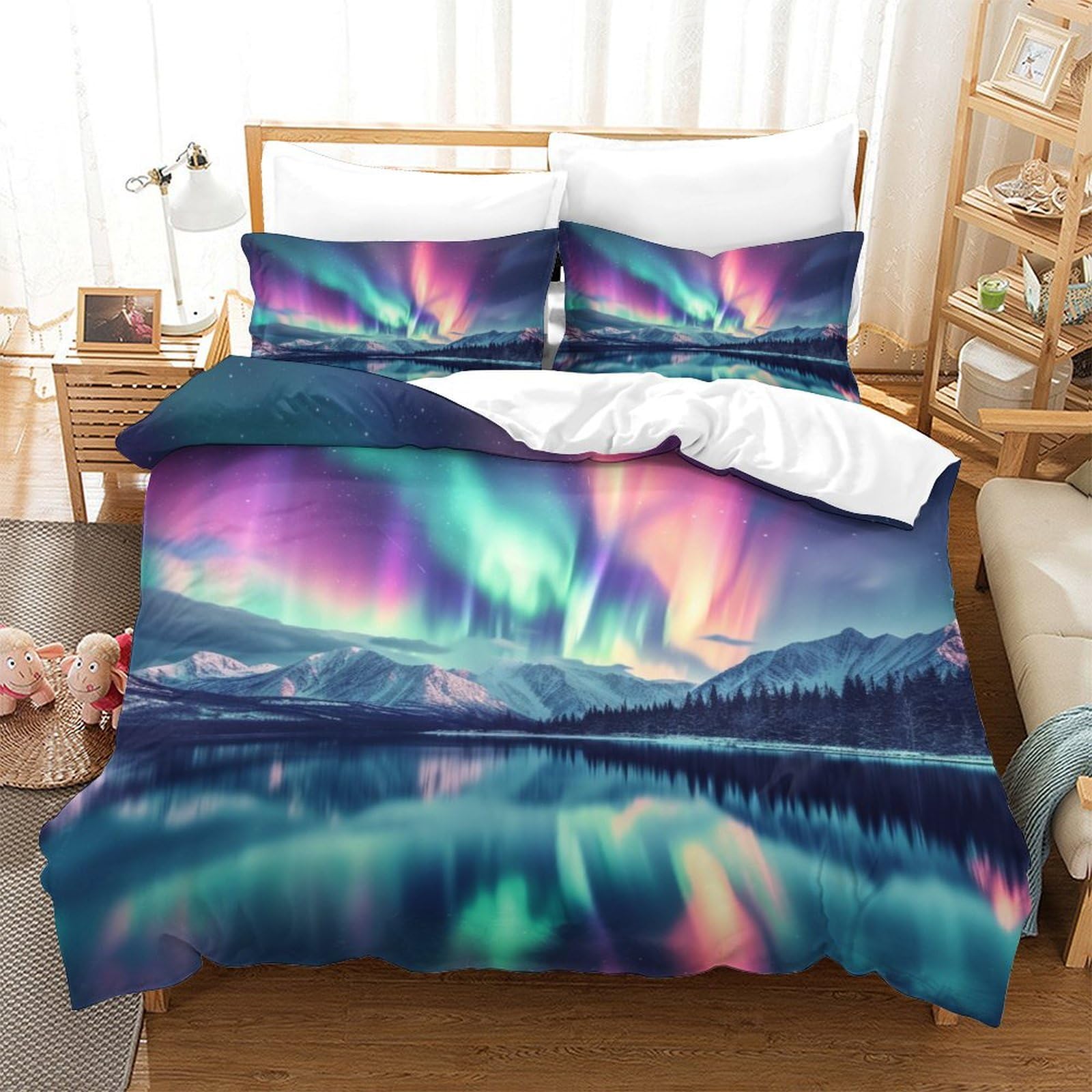 Enyisiyulo Boys Style-9 Duvet Cover Northern Lights 3D Print Duvet Quilt Cover Amazing Northern Lights Soft & Cosy Breathable Comforter Covers For Girls Women Men Double（200X200cm）