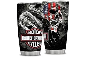 American Skull Harley Davidson Tumbler: A Patriotic Tribute to Ride or Die