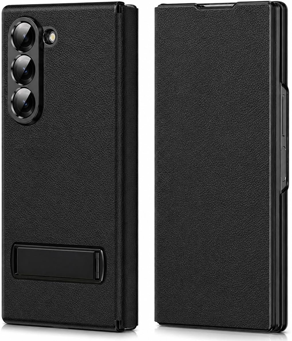EGOTUDE Leather Case for Samsung Z Fold 7, with Magnetic Flap and Stand Black-image-26
