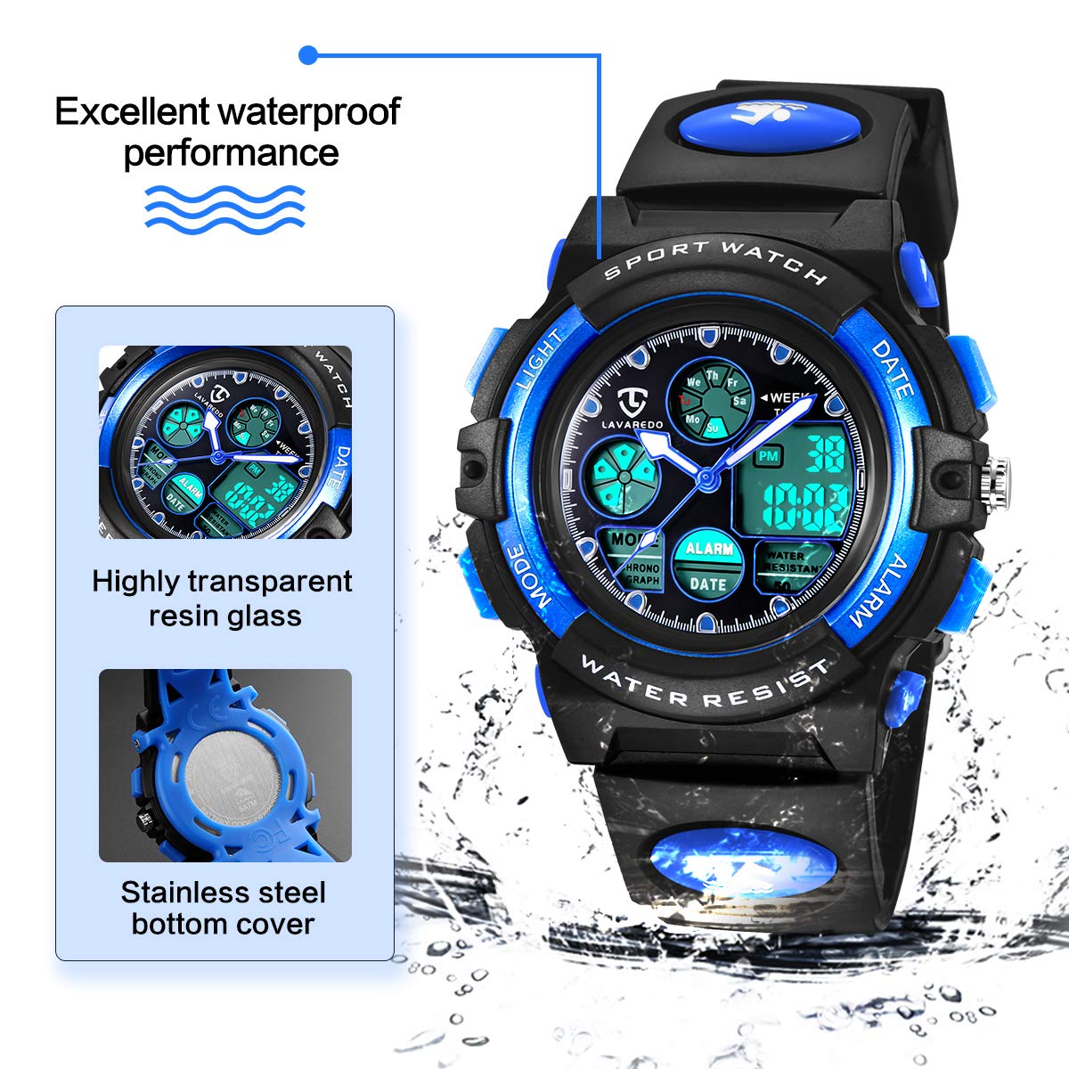 aswan watch Reloj Deportivos para Niños y Niña Resistente al Agua Digital Analógico Militares Impermeable Relojes Niño