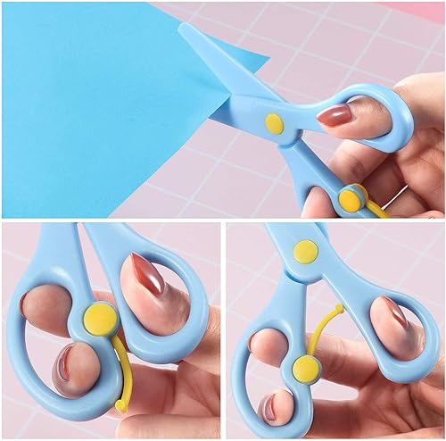 Miniatura 3 de 15 piezas preescolar de entrenamiento tijeras de plástico anti-pellizco tijeras de seguridad para niños arte suministros