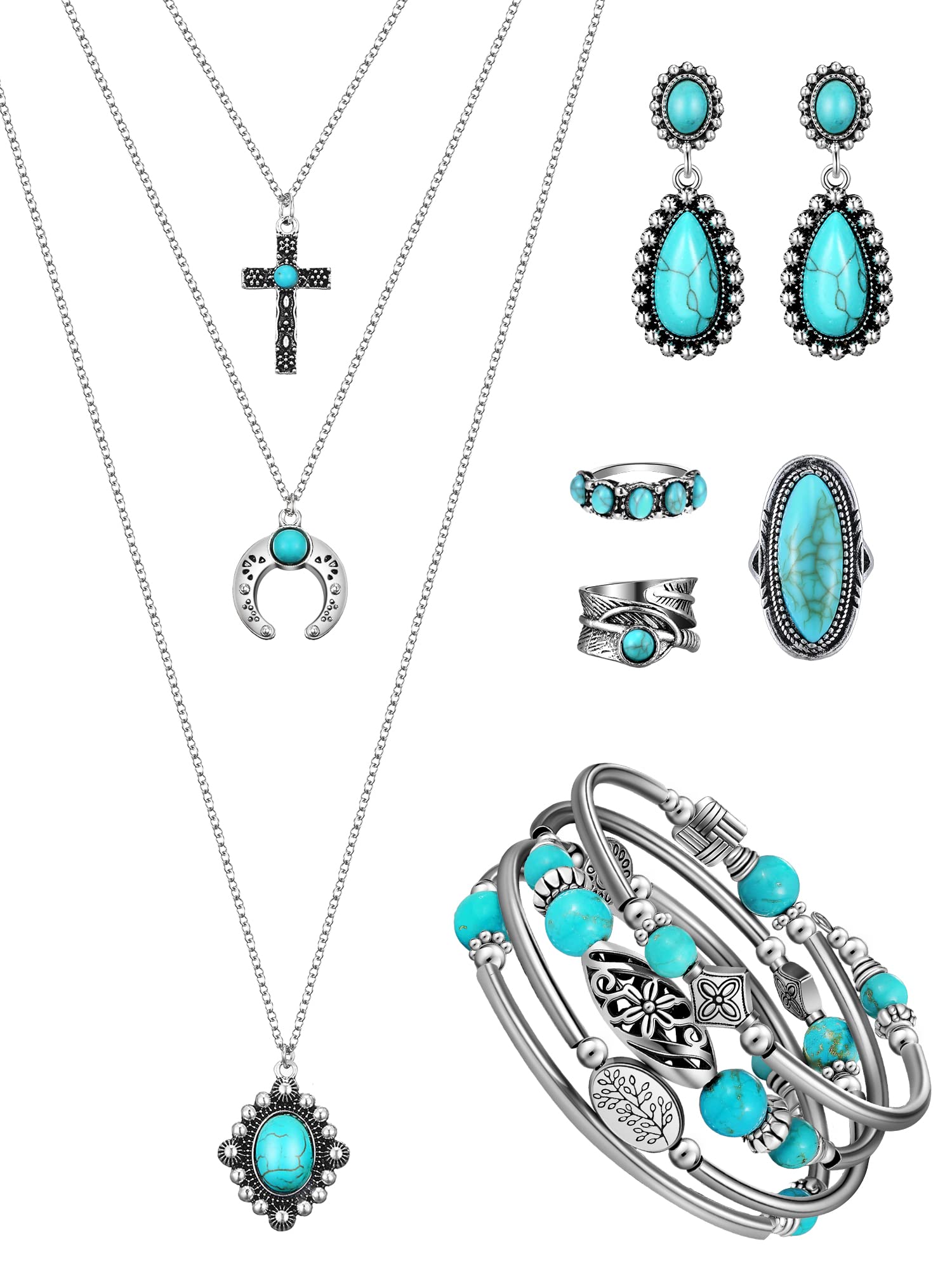 Ecally Western Turquoise Jewelry Set for Women