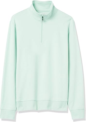 Miniatura 6 de Tienda Essentials - Sudadera ligera de felpa con cuello alto y cremallera de un cuarto para hombre