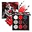 Afflano Black Red Eyeshadow Palette Goth Clown Halloween Makeup, White Silver Glitter Metallic Burgundy Black Eyeshadow Palette Highly Pigmented, Joker Vampire Christmas True Red Smoky Eye Makeup