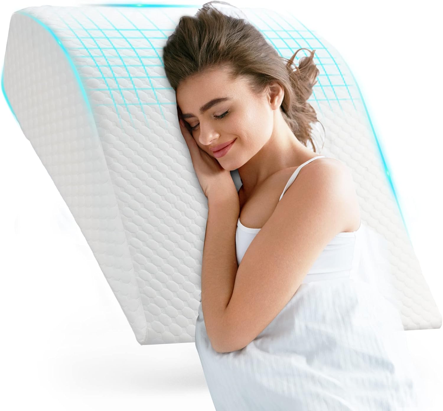 SERENLUX Wedge Pillow with Memory Foam Top for Sleeping, 7.