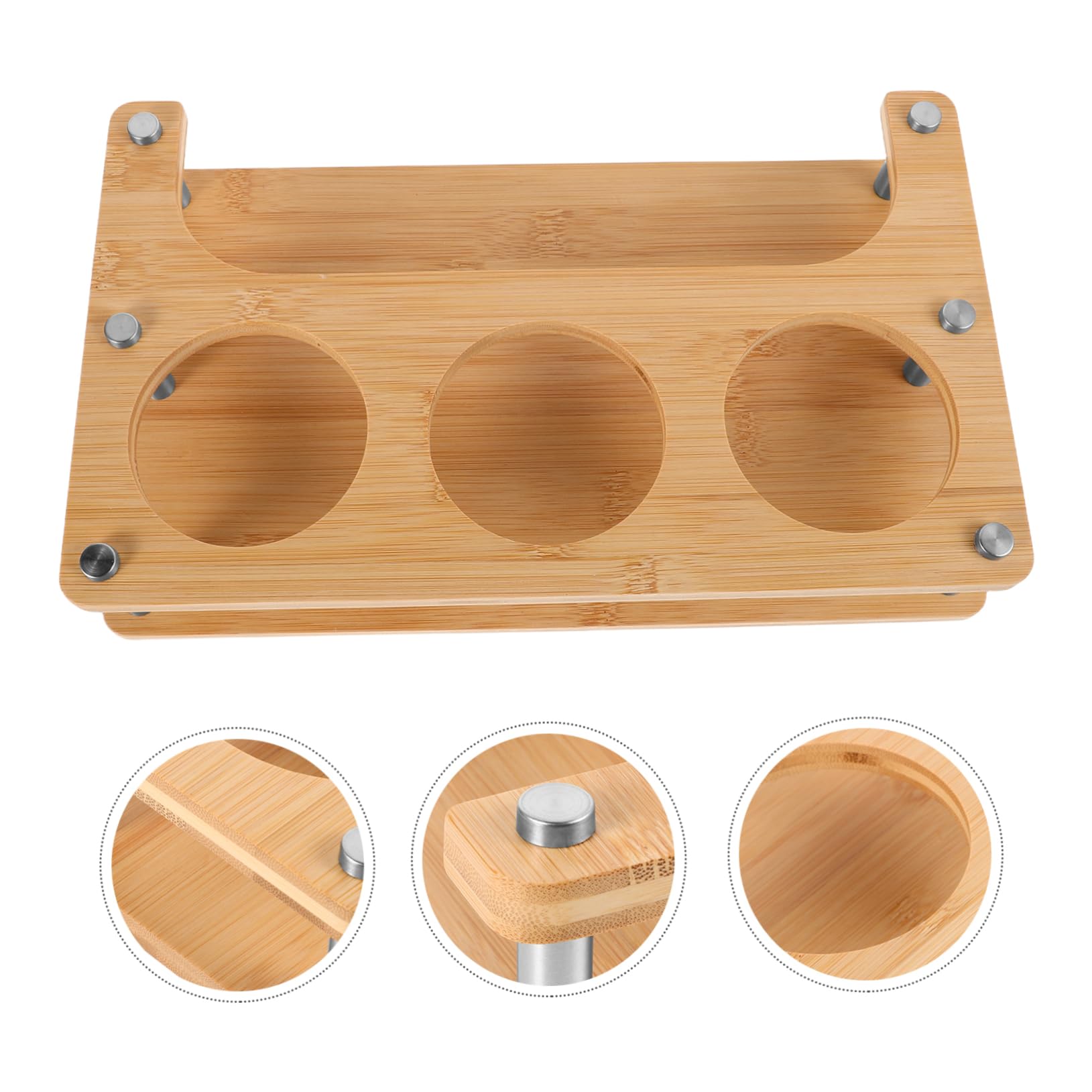 Abaodam Rack De Stockage De Pot D'assaisonnement Distributeur D'épices Portatif Rack à Épices Rond En Métal D'épices De Cuisine Support De Support De Comptoir Bac à Sel Beige En Bois