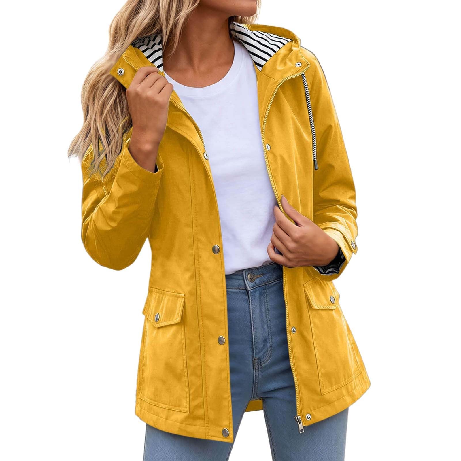 Genérico Chubasquero Mujer Impermeable-Impermeable Cortavientos Ligero Con Capucha Para Viajes Y Uso Al Aire Libre