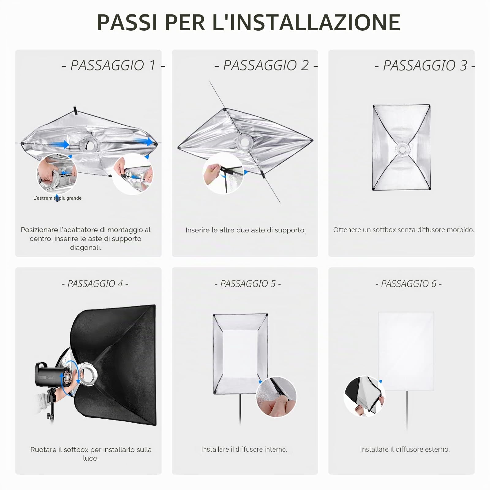NEEWER Softbox Rettangolare 60x90cm, Softbox Studio Monolight con Supporto Bowens, Diffusore e Borsa per il Trasporto, Compatibile con S101-400W/300W, SL-70W, CB60/100/150