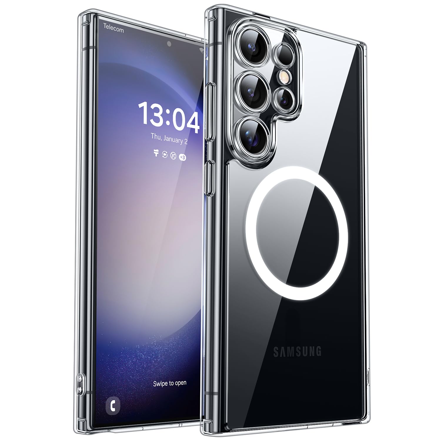 CANSHN Magnetic Shockproof for Samsung Galaxy S23 Ultra Case Clear