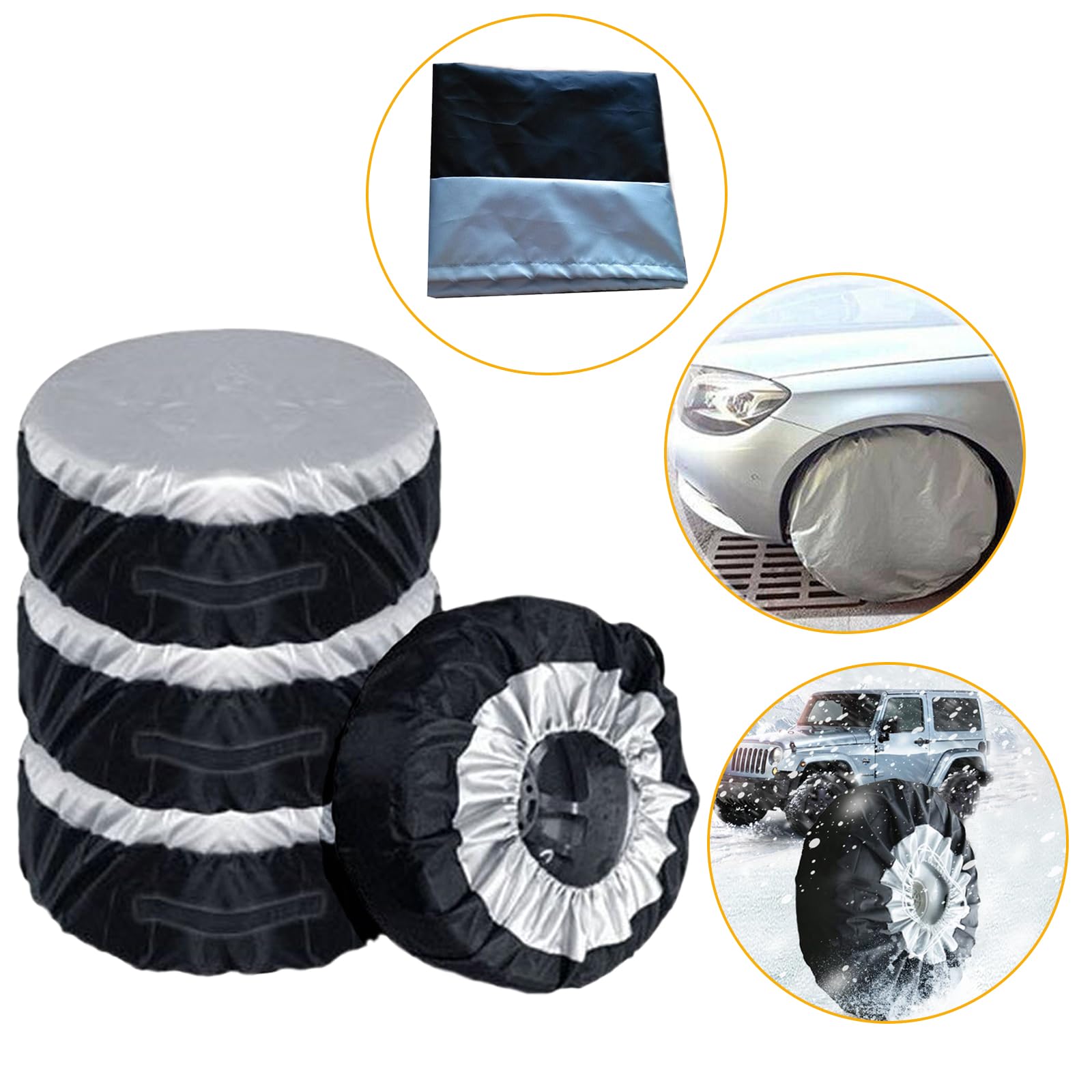 Ruotino Di Scorta 4 Housses De Protection Pour Pneus - Tissu Oxford Imperméable - Pour Roue De Secours 18-22 Pouces - Noir/Rouge Housses Pour Pneus 4x4