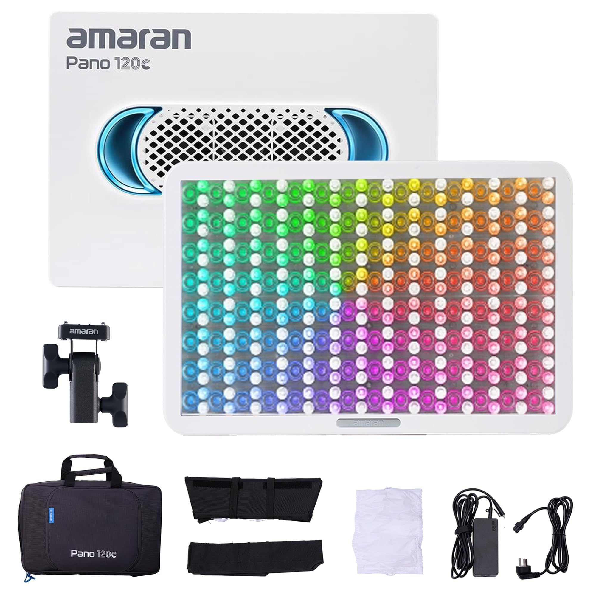 Amaran Pano 120c Kit Led Video Panel Light 120W RGBWW Full Color Lights,CCT 2,300K-10,000K,12 Lighting Efects,App Control,Support USB-C PD,with