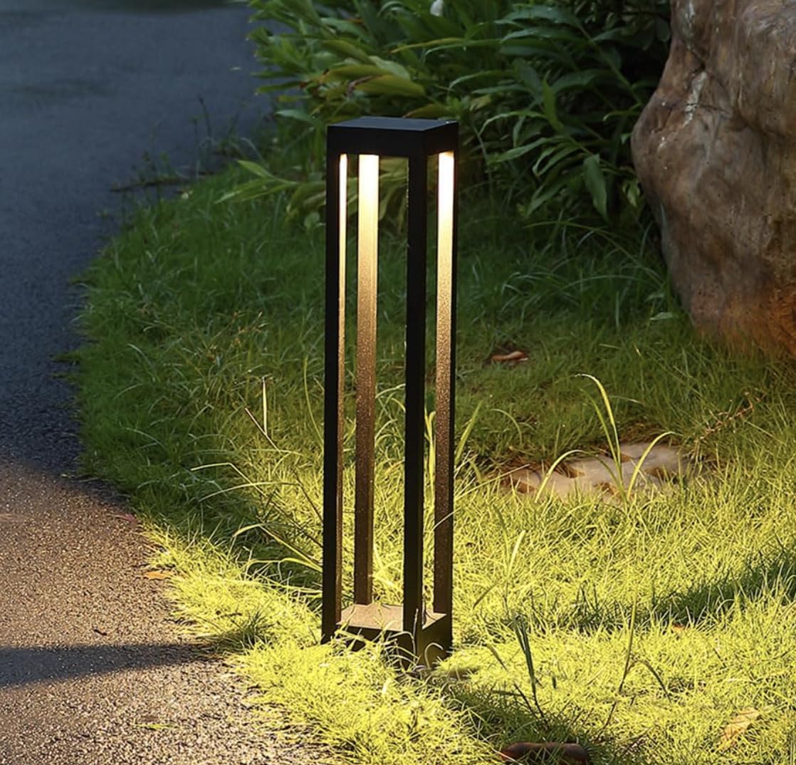 AK Lighting Sleek Rectangular Bollard Garden Light | IP65 Waterproof Household Pole Lantern Lamp (3 FT)