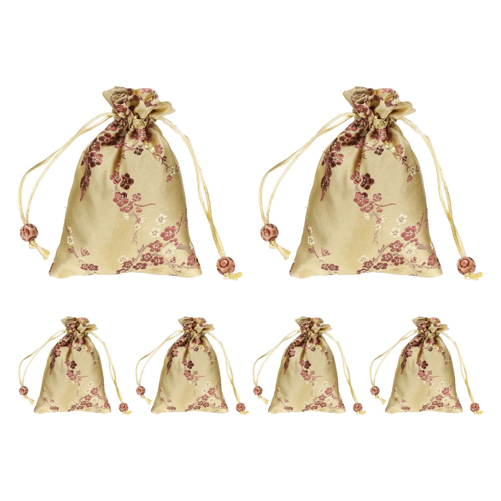 PATIKIL Silk Drawstring Bag, (4x5.5", Gold), Embroidered Satin Gift Bags