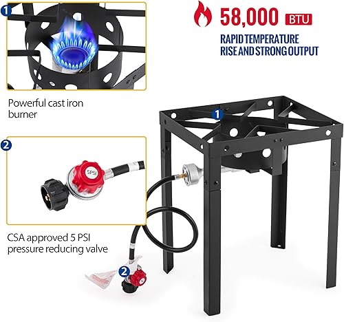 Miniatura 5 de OuterMust Freidora de 58,000 BTU para exteriores, olla de 18 cuartos de galón y 2 cestas interiores, ideal para freír pescado, alitas de pollo,