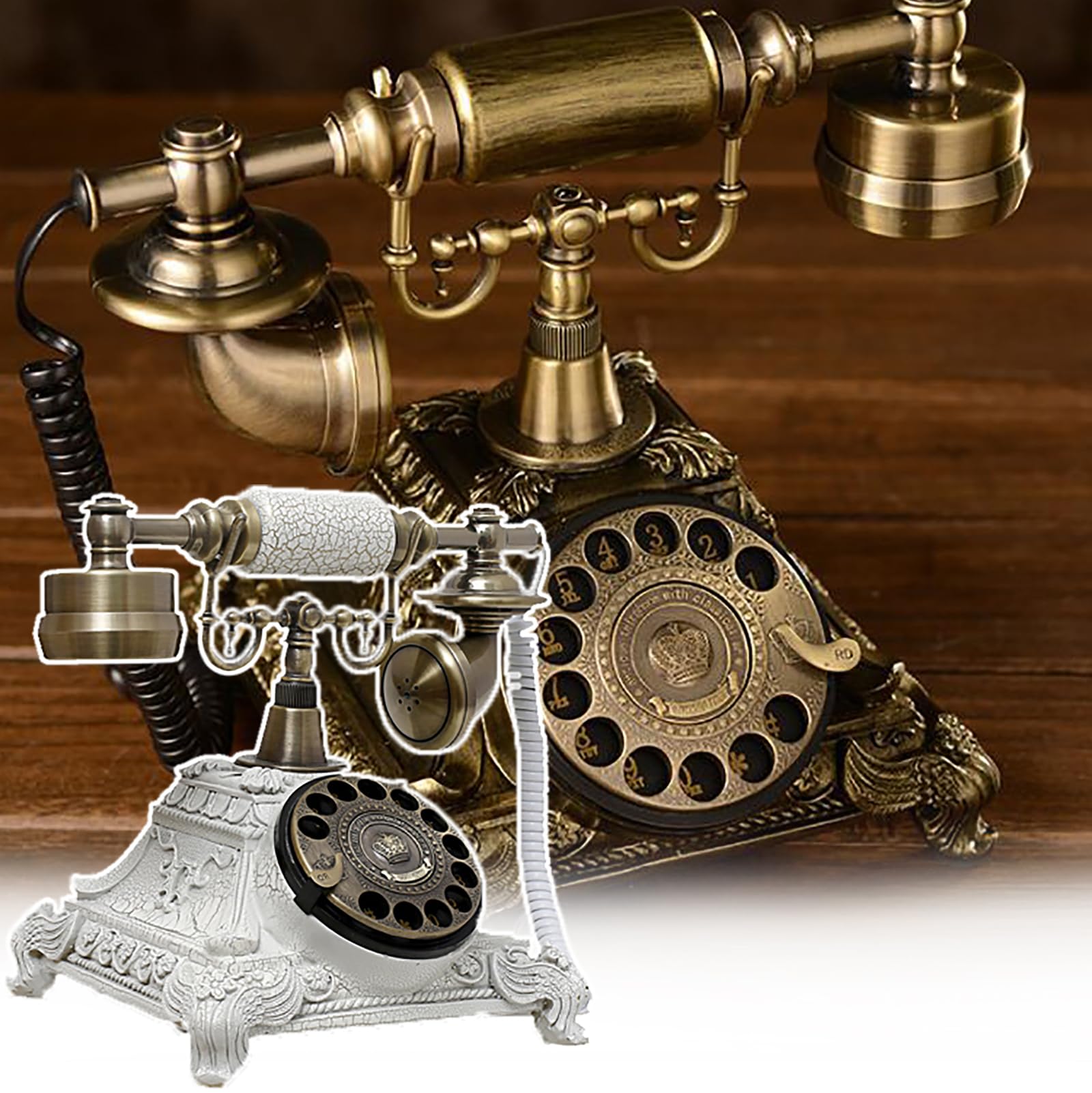 Téléphones rétro fixes avec cadran rotatif en métal durable