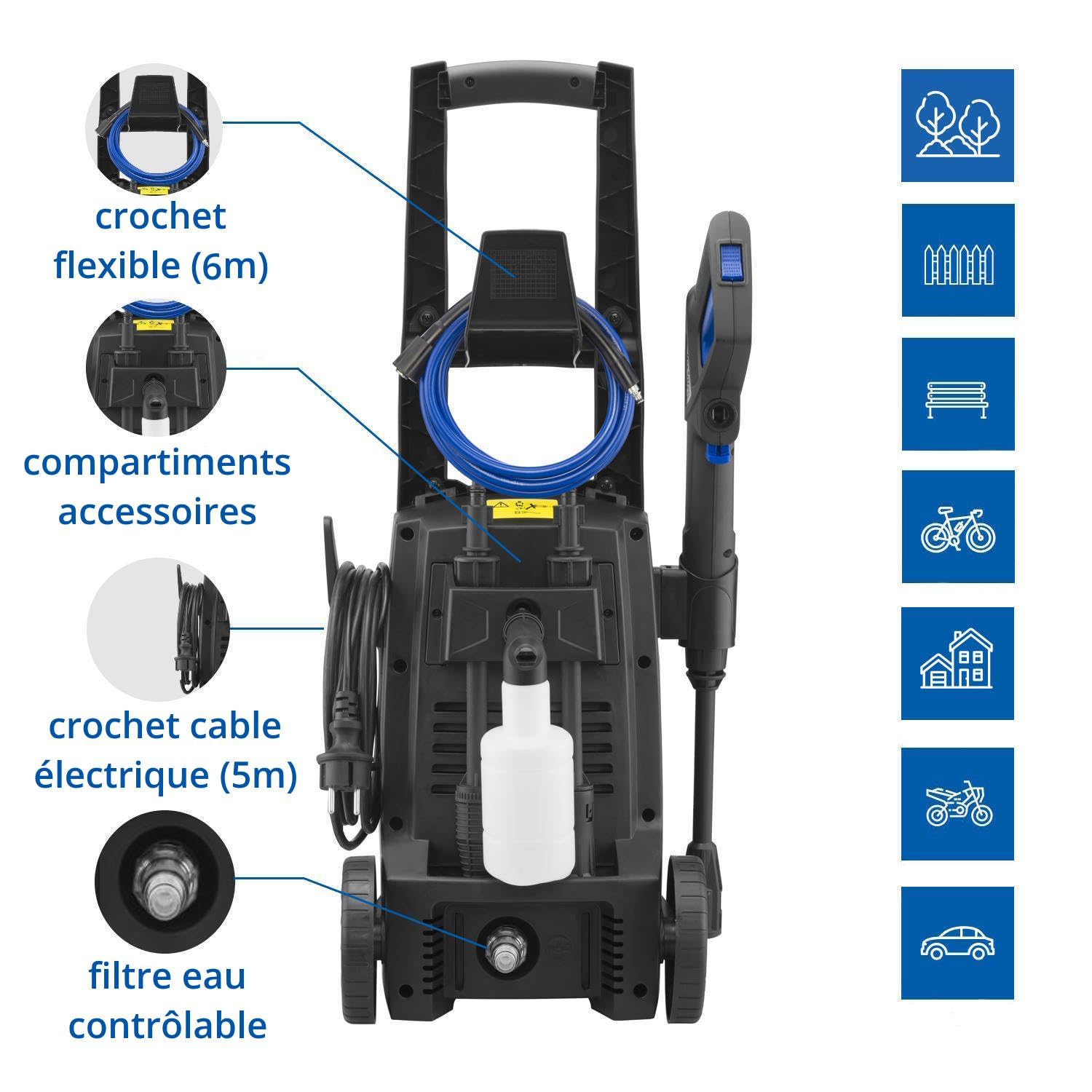 AR Blue Clean Hidrolimpiadora de Alta Presión con Patio Cleaner y Cepillo Fijo e-1600P (1600 W, 125 bar, 420 l/h)