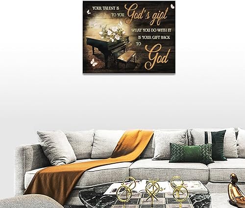 Miniatura 3 de eiffecho Decoración de música de piano, arte de pared con texto en inglés "You Talent Is God's Gift Pictures", decoración de pared para pianista
