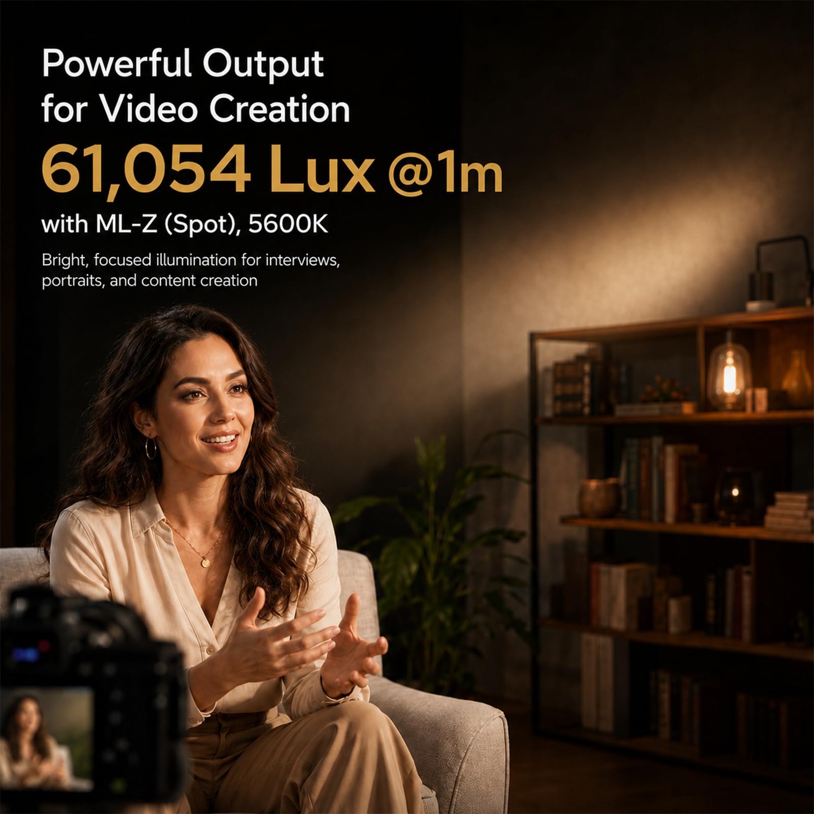 Godox ML150Bi Luce LED Video Bicolore 2800–6500K, 61.054 Lux Luce Compatta e Modulare con Lente Zoom, Controllo App e Wireless, CRI 96 TLCI 96, Alimentazione V-Mount e DC per Fotografia e Video