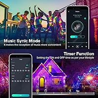 Vista 4 de LUXONIC Luces de hadas con control de aplicación inteligente, 2 luces LED RGB parpadeantes de 32.5 pies para dormitorio, tira de luces