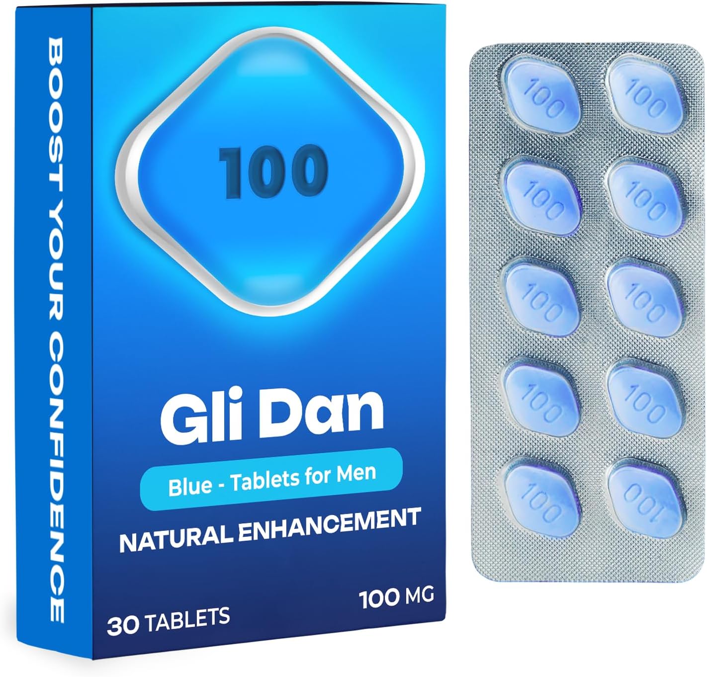 GliDan – 30 Blue Tablets for Men | 100MG Natural Energy Support | Korean Ginseng Blend for Stamina & Vitality | Herbal Power for Physical Performance & Active Lifestyles