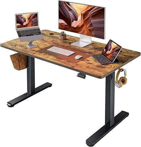 FAMISKY Escritorio eléctrico de pie, escritorio de altura ajustable de 40 x 24 pulgadas, estación de trabajo ergonómica para oficina en casa con