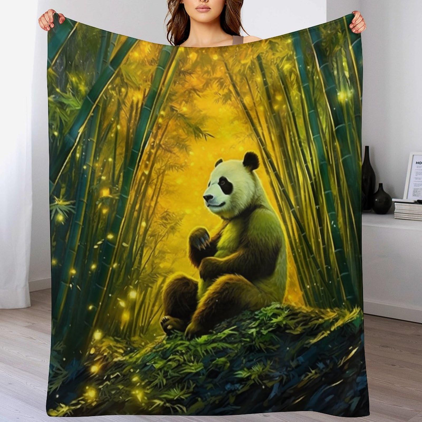 Couverture panda chaude en flannel lavable machine pour lit 140x180