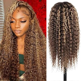 Deep Wave Lace Front Wigs Human Hair 13x4 Lace Frontal Wigs for Black Women #4/27 Highlight Ombre Honey Blonde Pre Plucked 180% Density Perruque 24 Inch