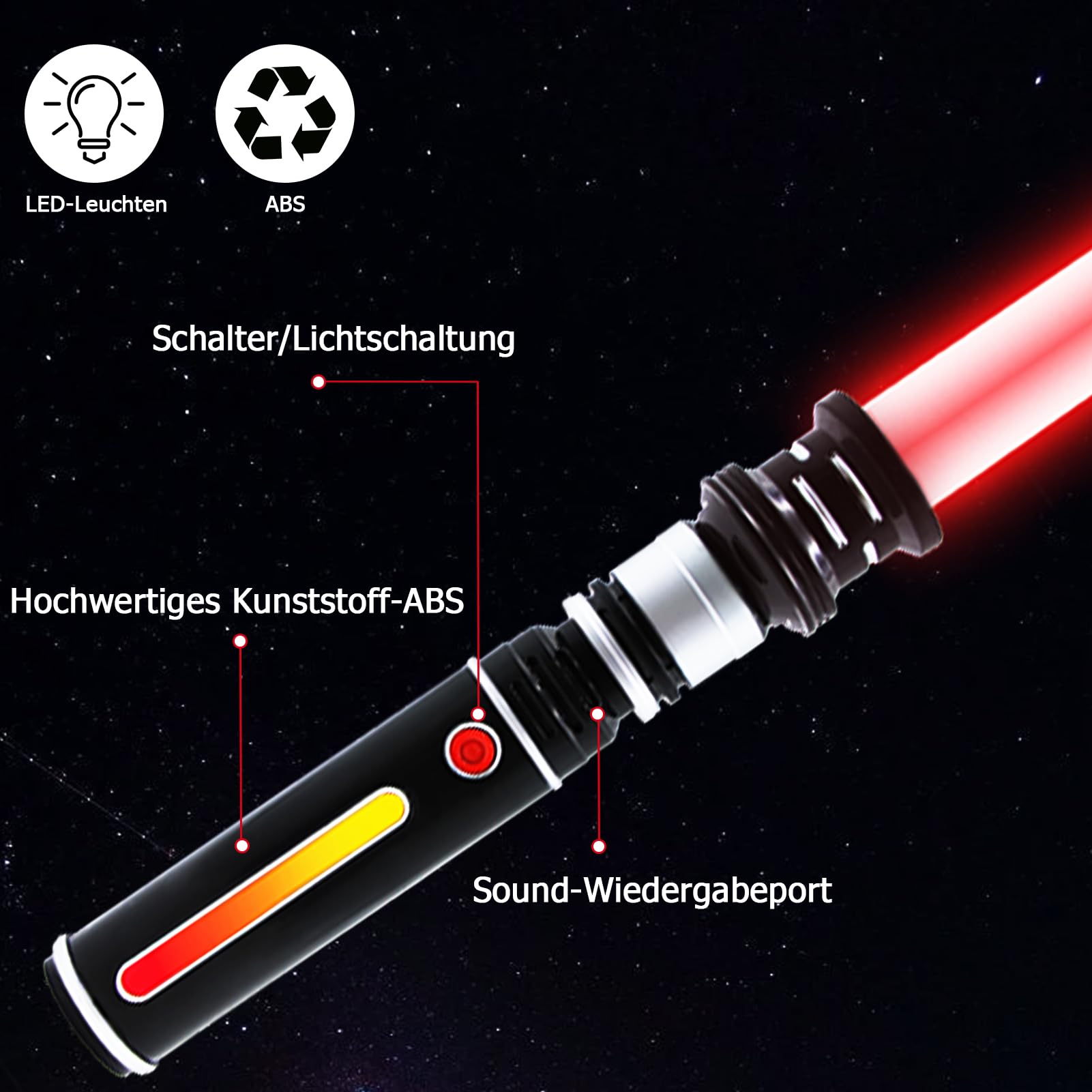 Sabre Laser pour Enfant Extensible avec Son FX Jouet Rouge Star Wars Halloween