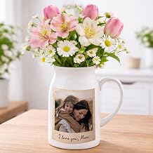Personalized Family Photo Flower Vase for Mom Grandma, Custom Picture Ceramic Vase Gift for Mothers Day, Birthday Gift for Mom Grandma, Portrait from Photo, Custom Family Photos Gifts