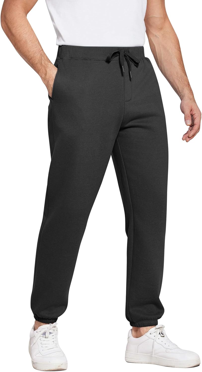 PINSPARK Men's Fleece Sweat Pants Joggers Cuffed Sweatpants Warm Cotton Baggy Sweatpants with Waist Elastic - Image 7