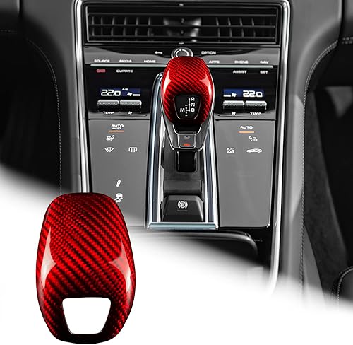 Miniatura 15 de AIRSPEED Cubierta de pomo de palanca de cambios de fibra de carbono, adhesivo protector de cabeza de palanca de cambios para Porsche Cayenne 2018
