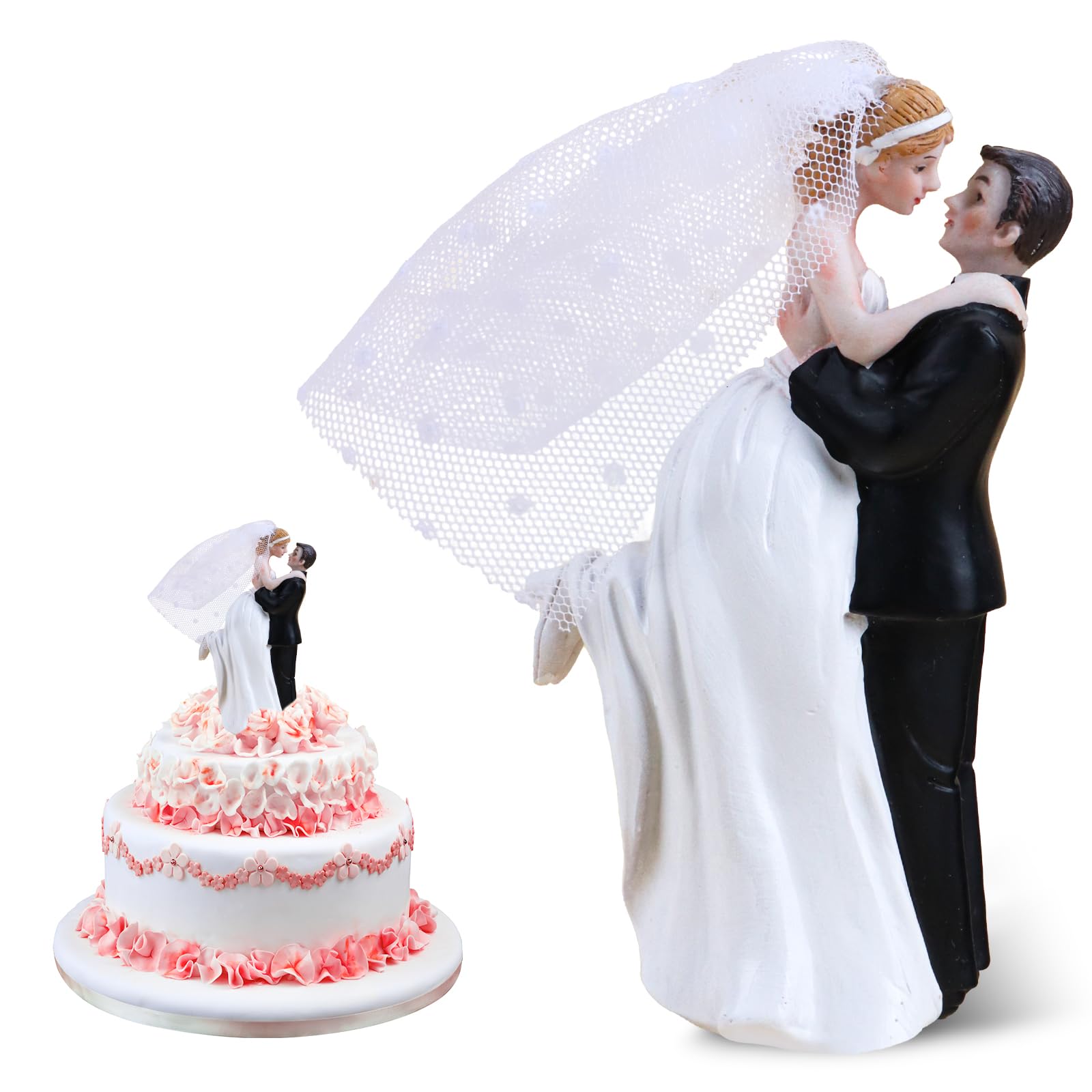 Modern Wedding Cake Toppers Bride and Groom Figurines Cake Topper for Decoration, Romantic Party Decoration, Funny Engagement Party Couple Statue Desk