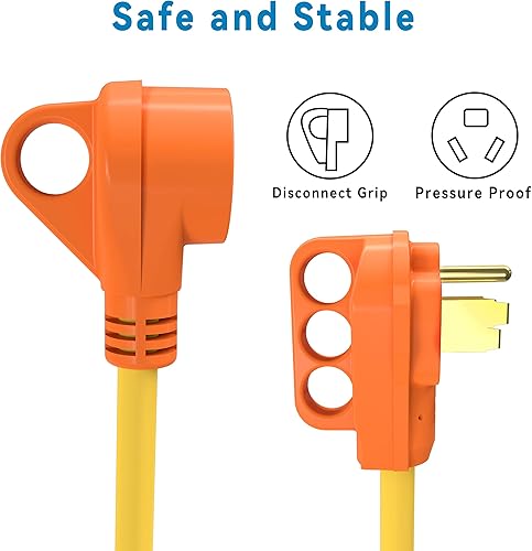 Miniatura 5 de Adaptador RV de 50 amperios a 30 amperios de 12 pulgadas, NEMA 14-50P macho a NEMA TT-30R RV adaptador eléctrico, clasificación máxima segura 30A,