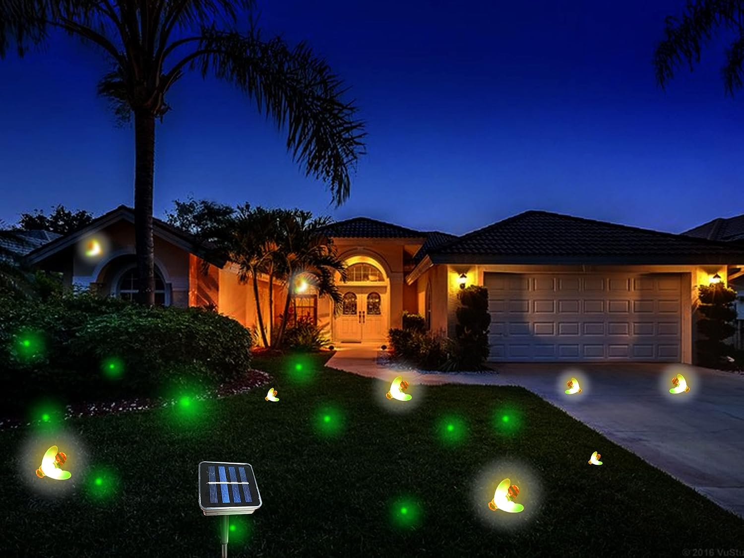 Solar Firefly Lights Bugs with 9 LED Flickering Outdoor Fireflies | Amusing Fireflies Yellowish-green light Bulbs Bee for Garden Patio Lawn Tree,Shrubs,Brings Back Memories of Your Childhood