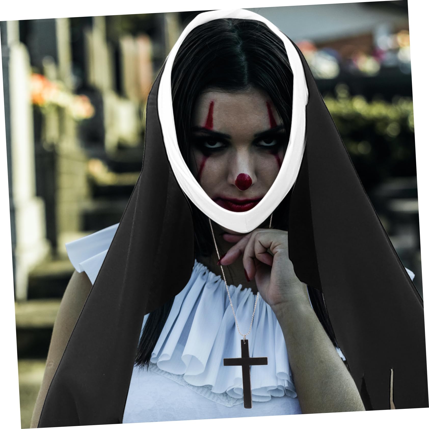 Costume Suora Zombi Adulto, Misto Cotone Nero