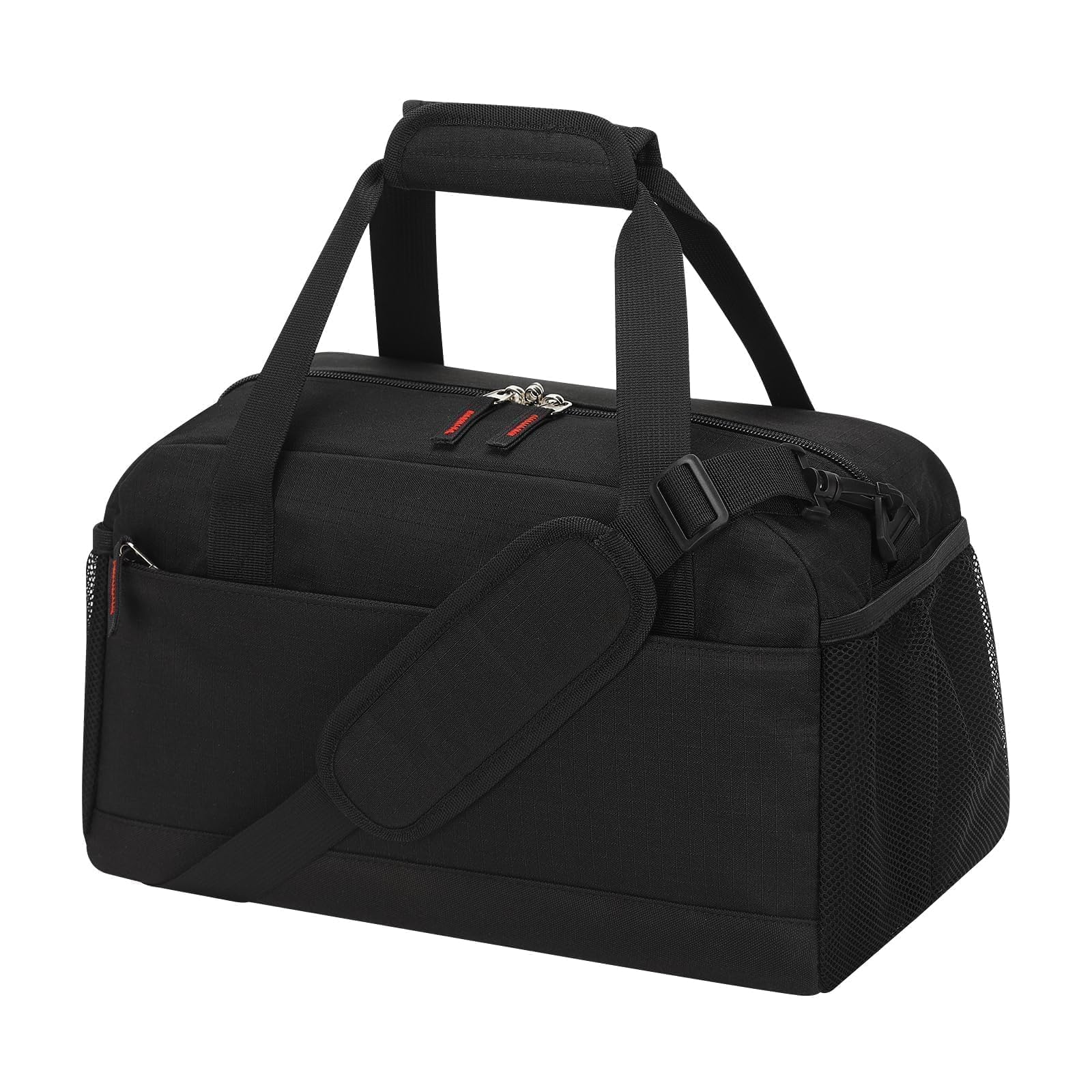 LONALIA Small Gym Bag with Wet Pocket - 14 inch Carry On Mini Duffle Bag Multi Pockets with Shoulder Strap for Sport Weekend Overnight Travel - Black