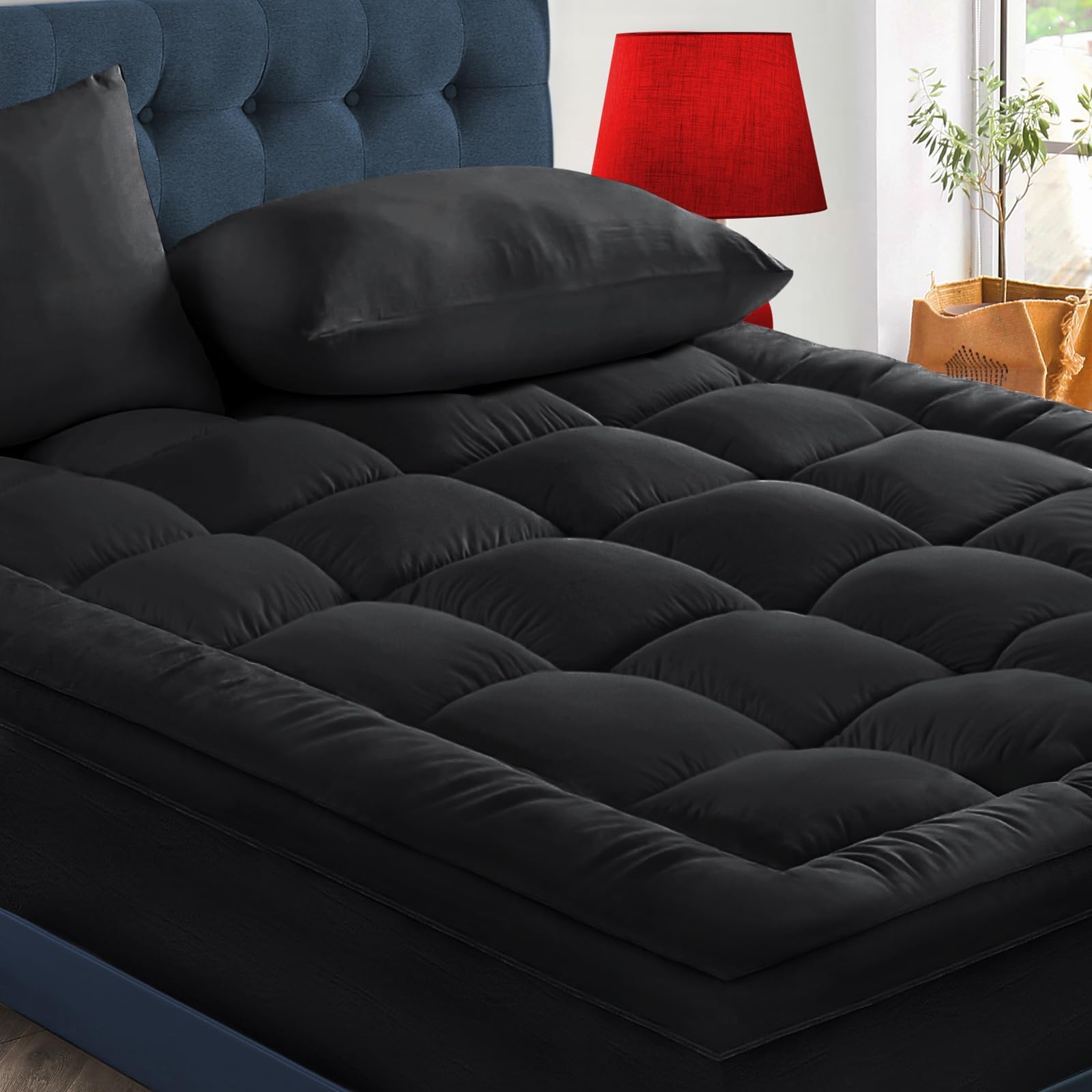 CYMULA Full Size Mattress Topper - Extra Thick Cooling Mattress Pad Cover for Back Pain - Soft Mattress Protector Firm Bed Topper Pillow Top with 8-21 Inch Deep Pocket 3D Snow Down Alternative Fill