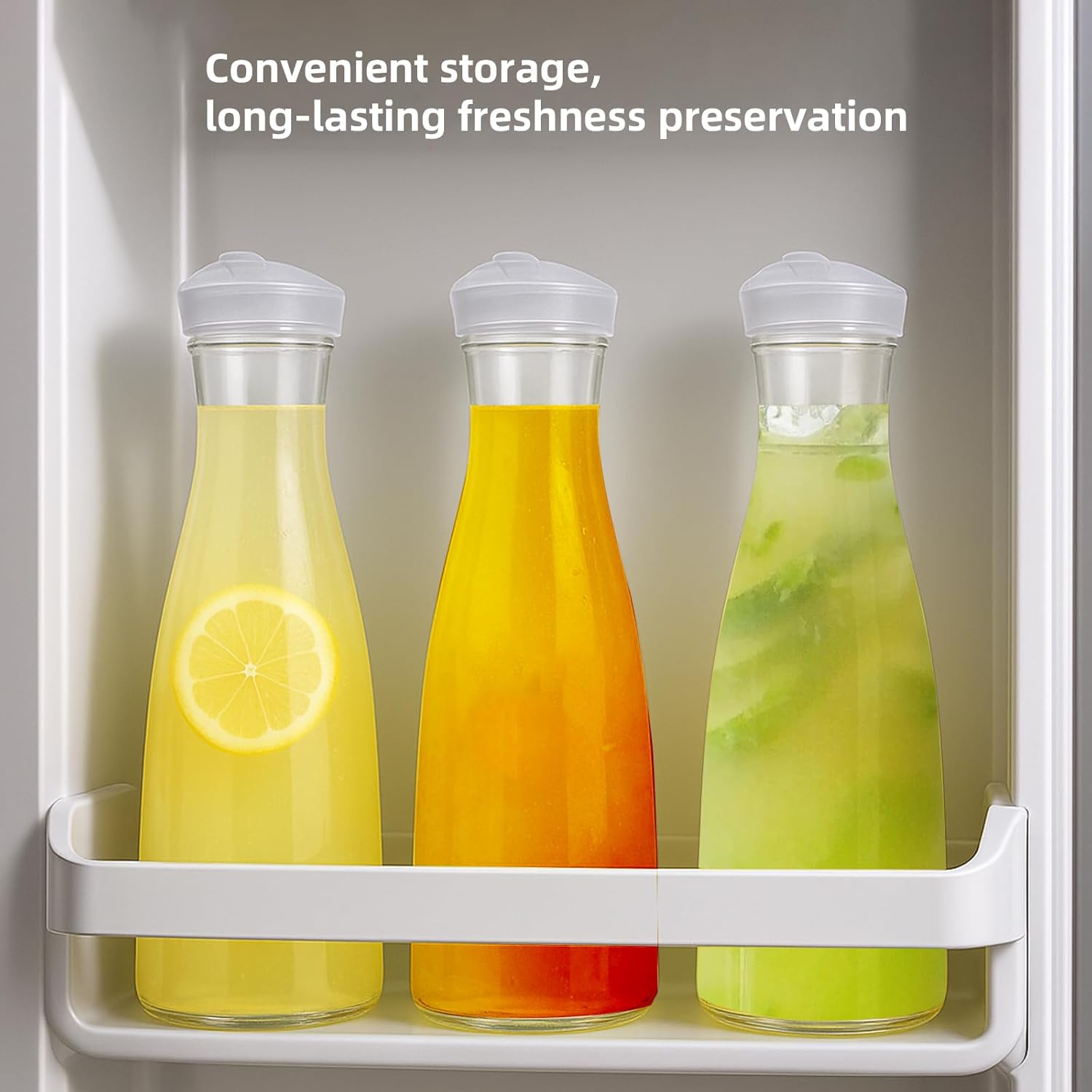 4 pack 35oz Plastic Water Carafe with Flip Top Lid, Round Base Juice Containers for Mimosa Bar - BPA-Free Leakproof Beverage Pitcher for Water, Iced Tea, Milk & Fridge Storage(4Pack/35oz ) - Image 5