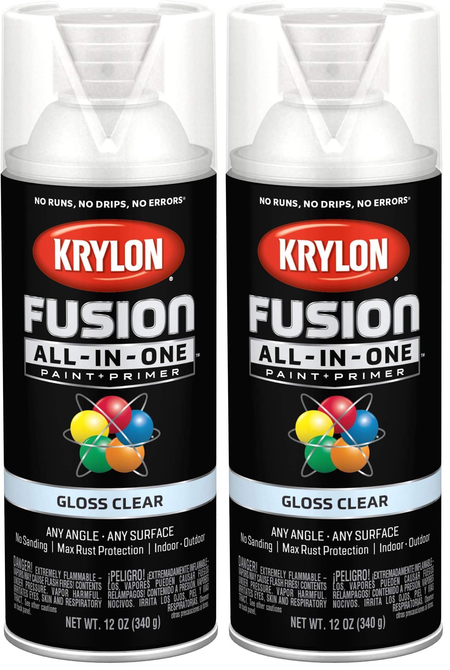Krylon K02705007 Fusion All-In-One Spray Paint for Indoor/Outdoor Use, Gloss Clear 12 Ounce (Pack of 2) (Packaging may vary)