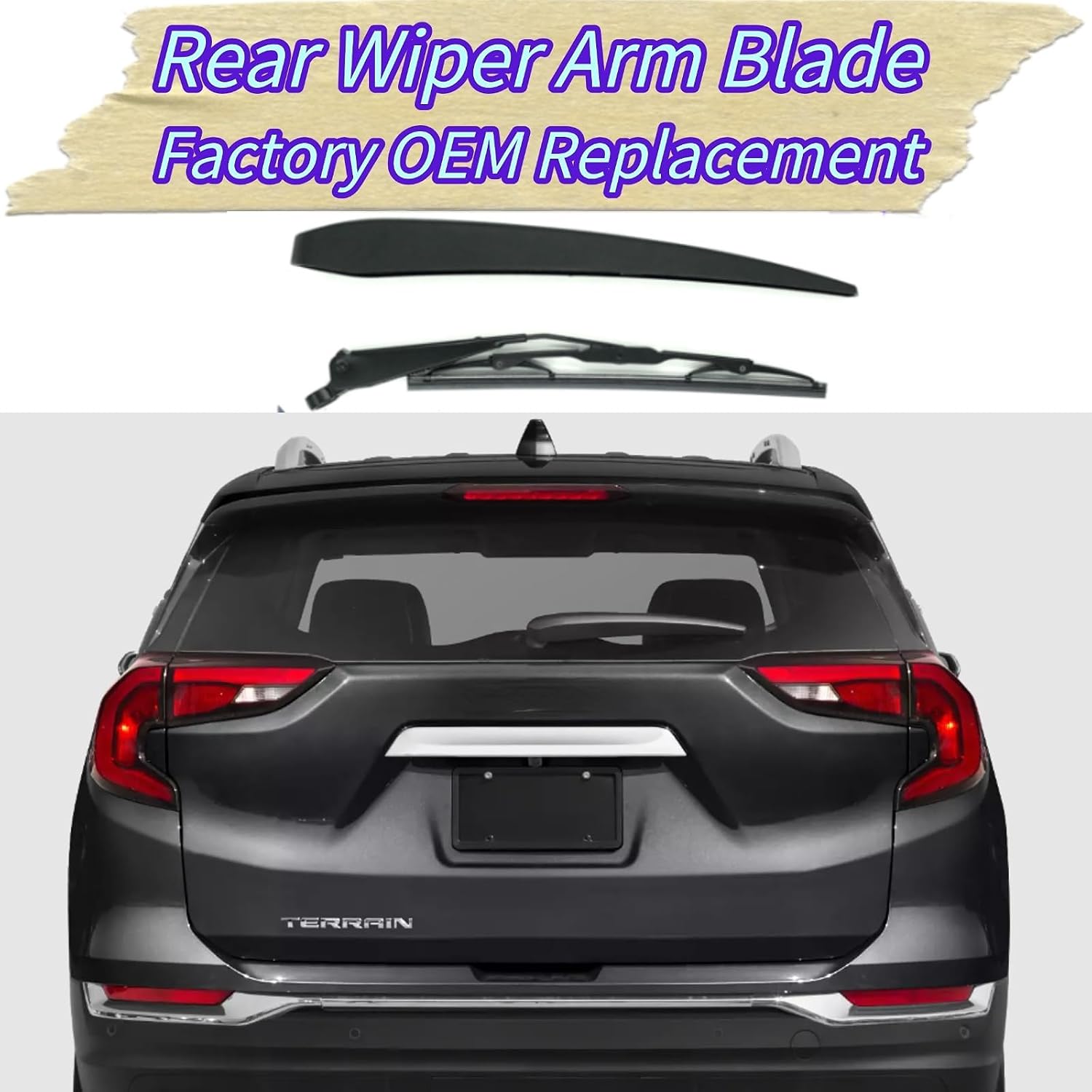 Rear Wiper Blade & Arm Replacement for GMC Terrain 2018-2021 2020 2019 - OEM Fit for Denali SL SLE SLT Models - All-Season