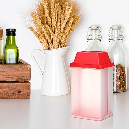 Vista 20 de Chengu 3 recipientes de jalapeño con coladores, dispensadores cuadrados, almacenamiento gratuito de condimentos, soporte para pepinillos con tapa