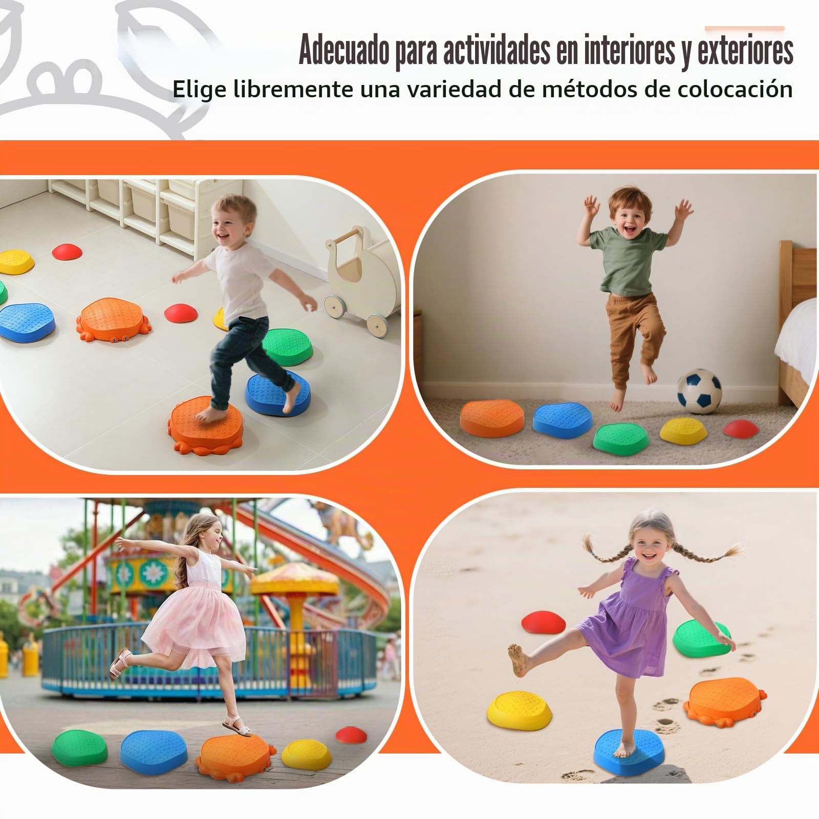 Piedras de Equilibrio para Niños,5 Piedras Duraderas Apilables Antideslizante, Que Fomentan el Equilibrio y Habilidades Motoras, Curso de Obstáculos, Equipo de Juego en Interiores y Exteriores