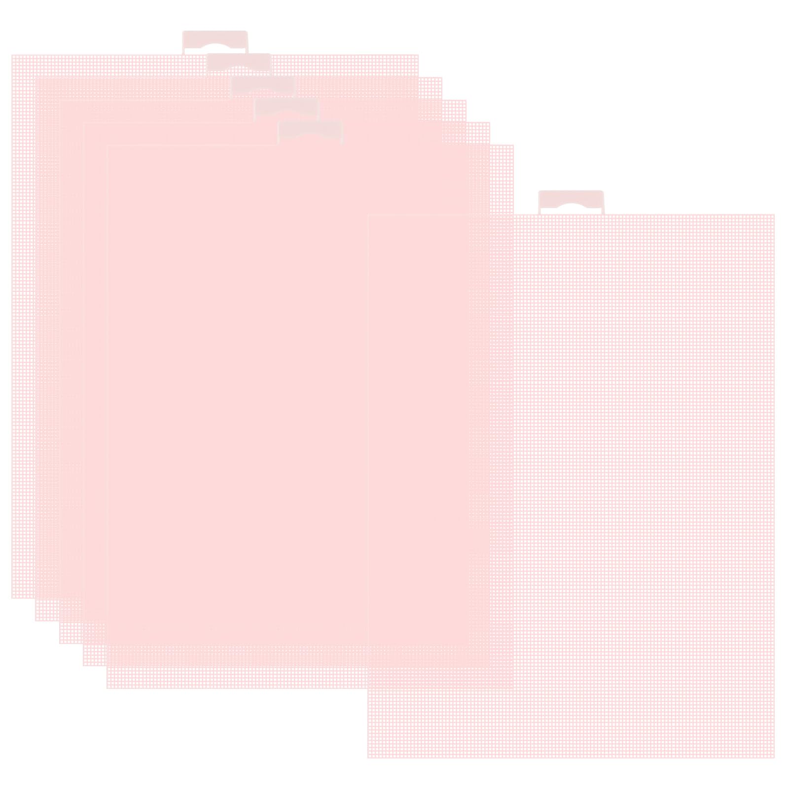 6 PCS 14 Count Plastic Mesh Canvas Sheets, 11x8.2 inch Plastic Cross Stitch Canvas for Cross Stitch, Embroidery, Knit,Crochet DIY Projects and Embroidery Making (Light Pink)
