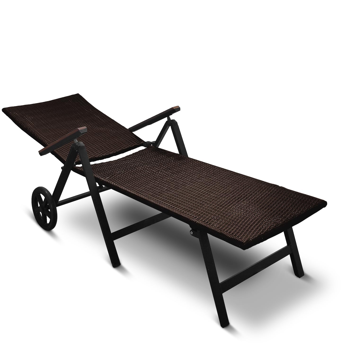 Generisch Aluminium Polyrattan Rollliege verstellbare Relaxliege 120 kg belastbar Sonnenliege Klappbare Gartenliege Campingliege Grau Neu