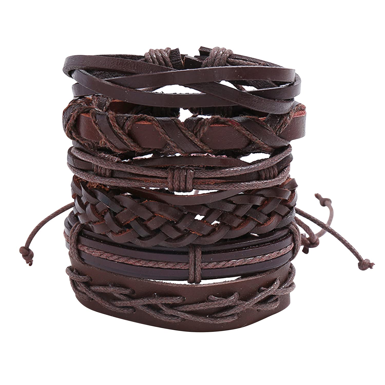 Peora Brown Leather Bracelet Set of 6 Handcrafted Stylish Design Fashion Jewellery for Men & Boys (PX9LB33) (B0BX41PXHX) Amazon Price History, Amazon Price Tracker