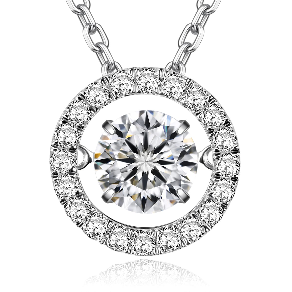 ARINZA Moissanite Necklace for Women, 1 Ct 925 Sterling Silver Dancing Diamond Pendant, 18+2 Inch Chain, Valentine’s Day Christmas Gift for Her, Wife, Mom, Anniversary, Birthday